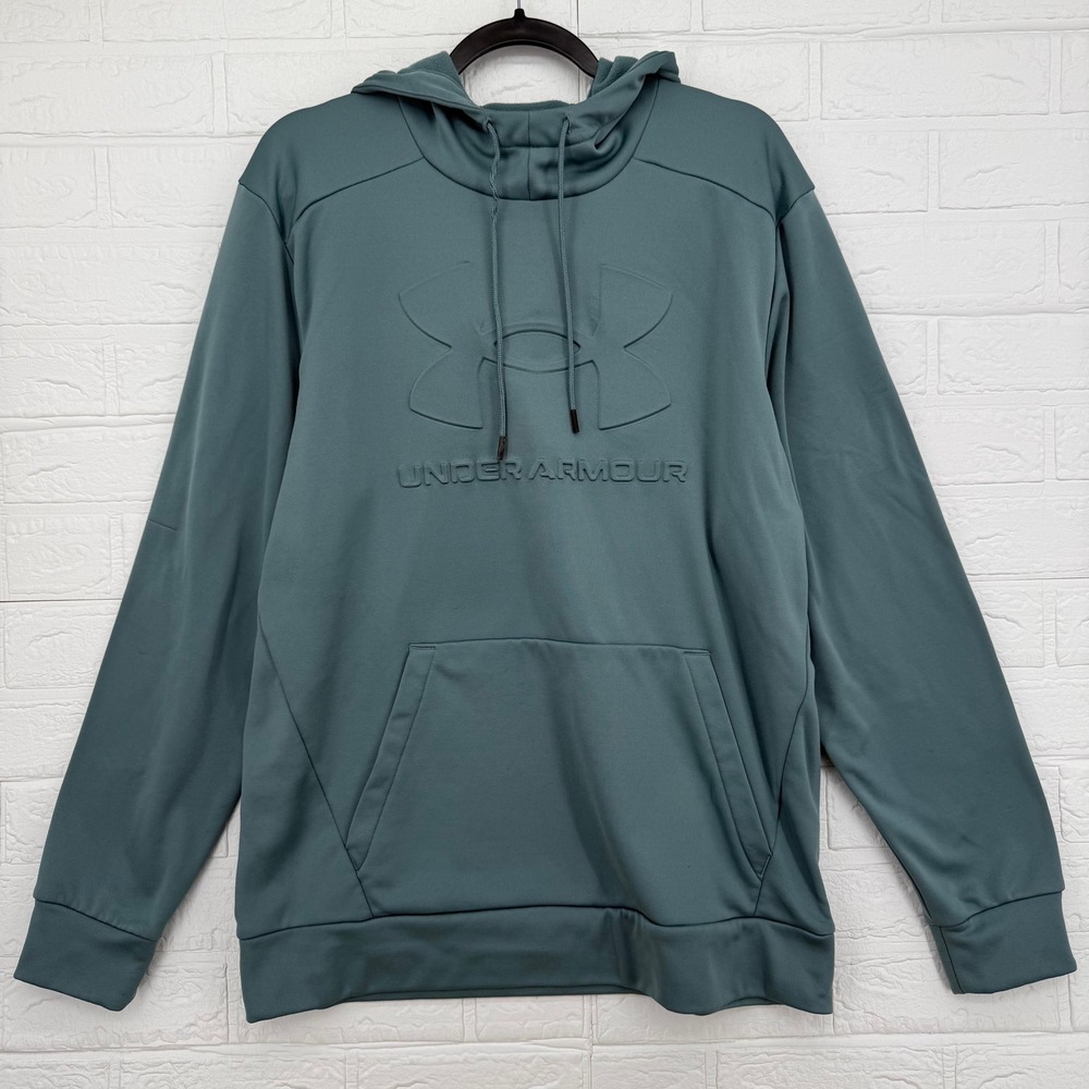 Under Armour Hoodie Mens Large Blue Armour Fleece Embossed Logo Pullover